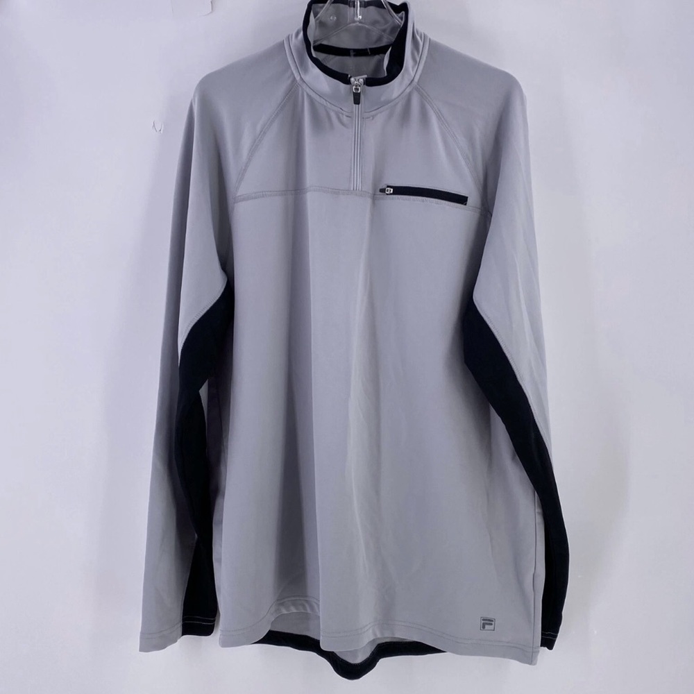 Fila Gray and Black Lightweight Jacket with Stand-Up Collar